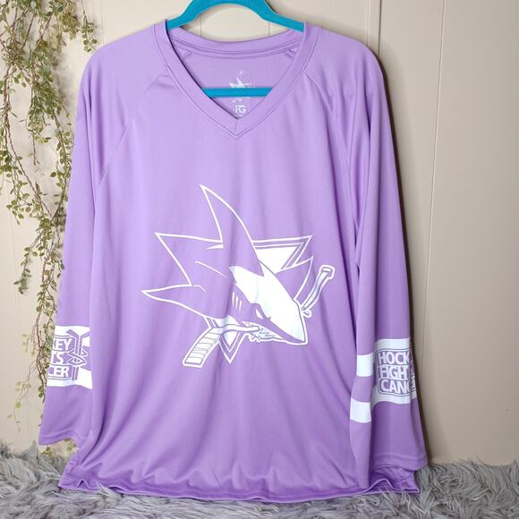 San Jose Sharks Jersey Hockey Fights Cancer Breast Cancer Awareness Shirt Medium - Picture 1 of 6